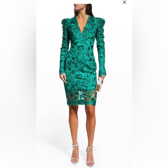 Tadashi Shoji Dresses & Skirts - Tadashi Shoji floral embroidered long sleeve v-neck sheath dress